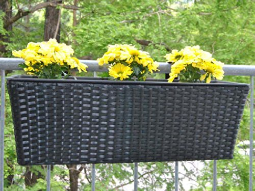 Elegant Einrichten Pflanzkasten Polyrattan 60x19x20cm schwarz