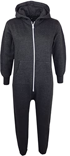 A2Z 4 Kids Children Plain Camouflage Jumpsuit Super Soft - Plain Onesie Charcoal 9-10