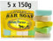 Amish Farms Bar Soap with All Natural Bentonite Clay - Handmade Vegan Soap Bars Multipack, Moisturising Body Soap Bar for Sensitive Skin, Women & Mens Face & Body Use - Clean Scent, 150g Each (5 Bars)
