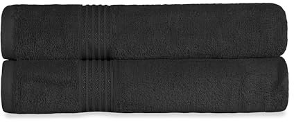Superior Juego de Toallas de baño de Gran tamaño de algodón Egipcio, 2 Piezas, Surtido para Adultos, niños, baño, Ducha, Invitados, Balneario, Gimnasio, Resort, Airbnb, Color Negro