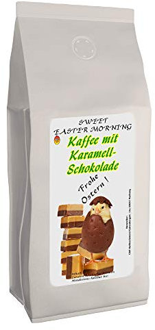 C&T - Osterkaffee “Sweat Easter Morning” - 100% Arabica Bohnen, aromatisiert mit natürlichem Karamell-Schoko-Aroma - Flavoured Coffee als ideales Ostergeschenk (500 g Ganze Bohnen)