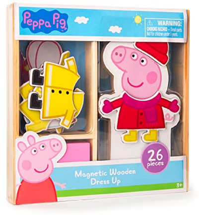 Peppa Pig Magnetic Wooden Dress-UP Set, FSC Wood, Wooden Toys, Preschool Dress UP DOLL