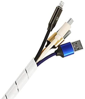 TPFNet Spiral Kabelschlauch 6-60mm Durchmesser, Kabel Organizer, Kabel verstecken, Kabel Kanal, Kabelkanal Schutz Kabelhülle, Kabelschutzschlauch Weiß, 10m