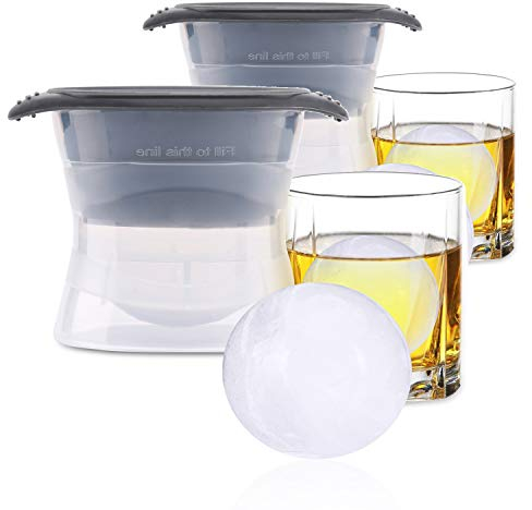 Belmalia 2x Mega Eiskugel-Form, Eiswürfel-Form aus Silikon für 6cm Eiskugeln in XXL, Eisform Set Schwarz