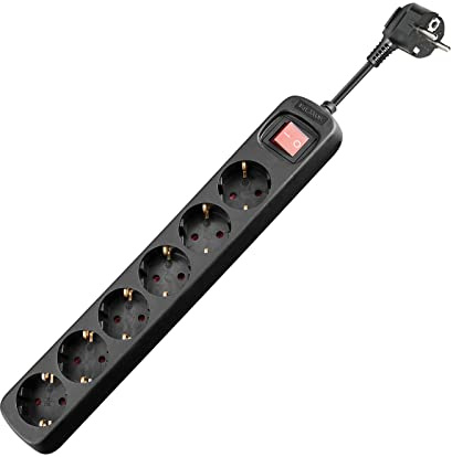 Goobay 51290 Steckdosenleiste mit Schalter / Mehrfachsteckdosenleiste mit 6 Steckdosen / Schutzkontaktsteckdosen / Berührungsschutz / 3500 W / 16 A / 230 V / Kabellänge 1,5m