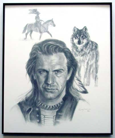 Kevin Costner/Charcoal print Gerahmt