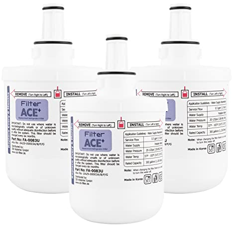 ACE+ FA-0083U | 3x Filtres à eau compatible avec Samsung DA29-00003G, HAFIN2/EXP, DA29-00003F, HAFIN1/EXP, HAFIN Filtre de rechange pour réfrigérateur - Replacement Refrigerator Filter