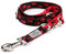 BedDog® Hundeleine Willy, verstellbar in 3 Längen, Doppel-Leine, Führ-Leine, Lauf-Leine, mittel-große und große Hunde, Gesamtlänge 2m - rot/schwarz