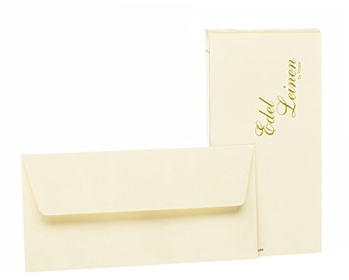 Rössler Papier 2032705802 - Edel Leinen - Briefumschlagpack DIN lang mit Seidenfutter, 20 Stück, ivory