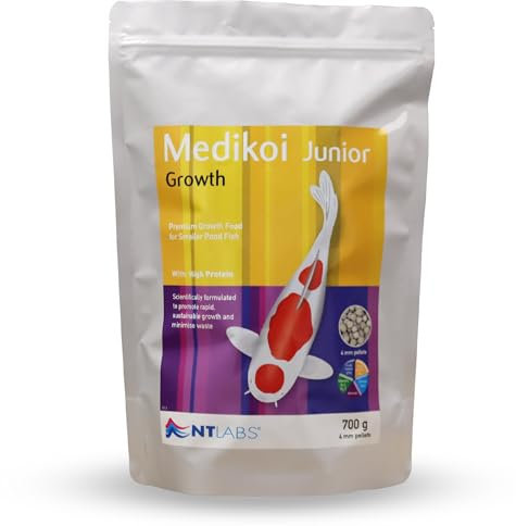 NT Labs Medikoi Growth, Complete Feed for All Pond Fish, Ideal for Late Spring and Summer Feeding, High Protein Koi Feed, Maintains Immune System, Koi Fish Food (700 g (Pack of 1), Junior)