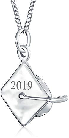 Bling Jewelry Personalisierte Graduation Cap Hat Charme Anhänger Halskette Für Die Graduierung Teen Poliert Sterling Silber Brauch Graviert