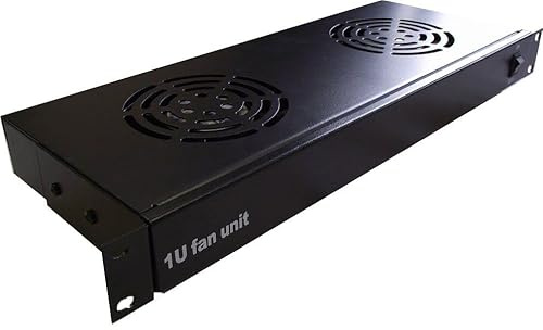 kenable Fan Tray 1U 19 Inch Rack Mount for Data Cabinet Server Switch Cooling 2 Way Dual Fans 83CFM with UK Power Lead