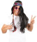 P'TIT CLOWN - 68604 - Hippie Perücke Glatt - Hippie's Wig - Kostümzubehör - Karneval, Festival, Pride, Silvester, Halloween, Mottoparty - Synthetisches Haar - Schwarz