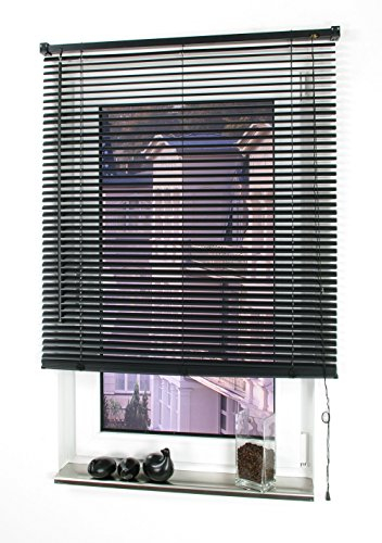 Liedeco Jalousie aus Kunststoff, 160 cm Länge, Kunststoff-Jalousie schwarz B 110 cm