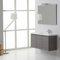 Kiamami Valentina Meuble de Salle de Bain Suspendu 90cm avec 3 Portes Gris et lavabo en résine de marbre | Manhattan