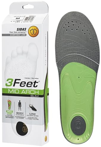 Komfort Einlegesohlen, 3Feet Slim Mid, Füße mit mittlerem Fußgewölbe, geeignet für schmale Fußformen (46-48)