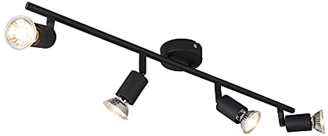 QAZQA - Modern IndustrieSpot I Spotlight I Deckenspot I Deckenstrahler I Strahler I Lampe I Leuchte schwarz kippbar - Jeany 4-flammig Spotbalken I Wohnzimmer I Schlafzimmer - Stahl Länglich - LED geei