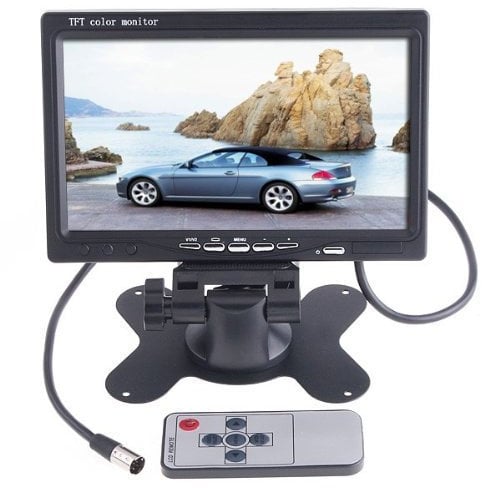 BW 7 inch HD 800 * 480 TFT Color LCD Car Rear View Camera Headrest Monitor DVD VCR Remote Control Support Rotating Screen and 2 AV Inputs