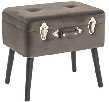 HAKU Möbel Sitztruhe Taupe, Massivholz, MDF, Samt - Maße: B 51 cm x H 47 cm x T 37 cm, Style: Art Deco
