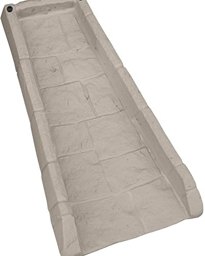 Suncast Canalón Decorativo de Polietileno Compuesto para Exteriores, fácil Montaje, Bloque de Salpicaduras eficaz en Cualquier Tipo de Clima, Piedra Gris Pardo Claro