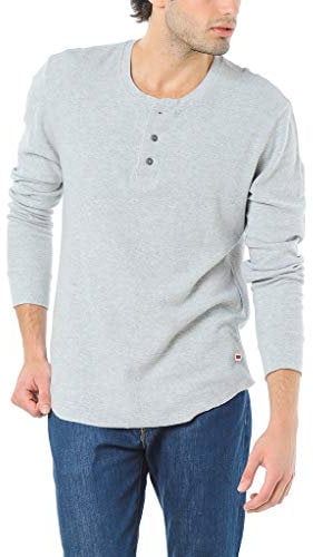 Levi's Longsleeve Slim Waffle Henley Men's T-Shirt Heather Grey Medium