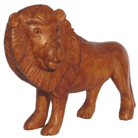 Wogeka Schöner Löwe Holz Tier Lion Afrika Deko Figur KTier 43