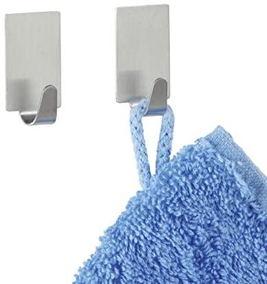 WENKO Strip-it® Rechteckhaken matt 4er Set - 4er Set, Edelstahl rostfrei, 1.9 x 3.4 x 1.5 cm, Matt