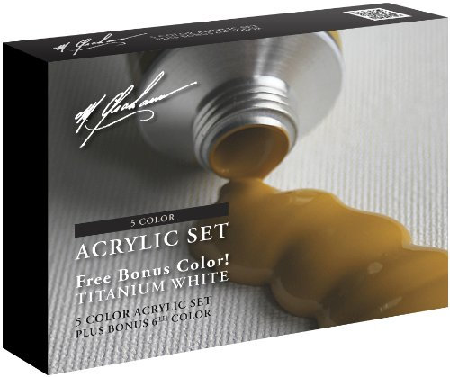 M. Graham 6-Colour Acrylic Paint Primary Bonus Set, 60ml Tube
