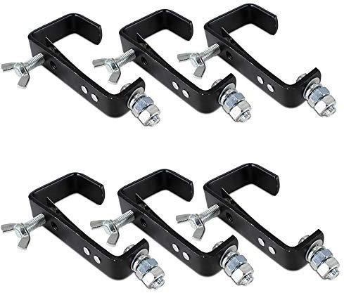 BeamZ CC50SB Lighting G-Clamp Set - Pack of 6 Black Heavy-Duty Clamps for DJ Disco Stage Fixtures, Fits 50mm Truss Poles, Safe Support for Lights & Effects up to 30kg