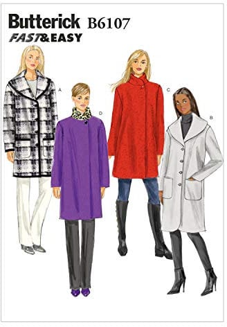 Butterick Paper Sewing Pattern 6107 Coats LRG-XLG-XXL