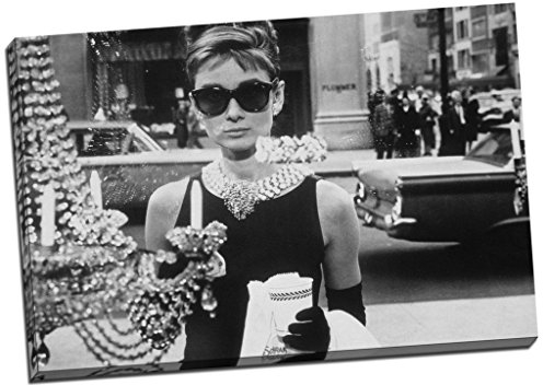 Audrey Hepburn Schwarz & Weiß Sonnenbrille Leinwanddruck Bild Wall Art Großer 76,2 x 50,8 cm