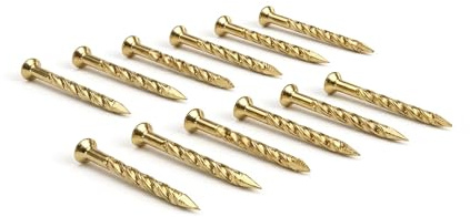 MD Building Floor Metal Screw Nails, Satin Brass, 1-1/4in, 1lb