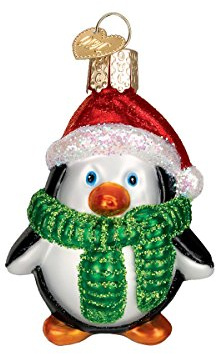 Old World Christmas Penguin Collection Glass Blown Ornaments, 2 ¾, Playful Penguin