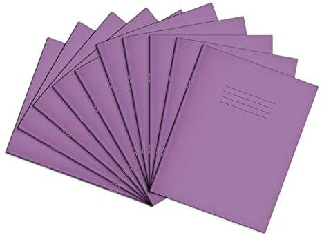 Rhino A5+ Exercise Books, 80-Page / 10mm Squared Paper Notebook, 10-Pack, 9 x 7 Writing Book, Office & School Stationery Supplies, Purple
