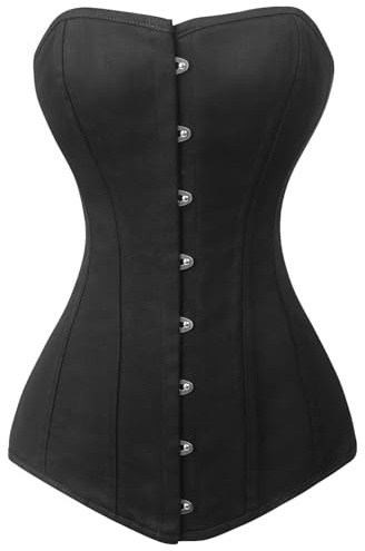 Charmian Women's 26 Steel Boned Cotton Long Torso Hourglass Body Shaper Corset Black XXXX-Large