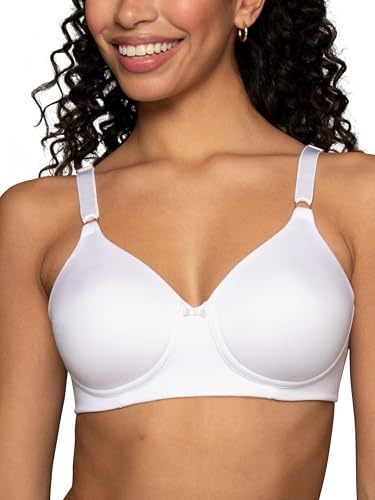 Vanity Fair Womens Full Coverage Beauty Back Smoothing Bra, 4-Way Stretch Fabric, Lightly Lined Cups Up to Dd Bra, Wireless - White, 34B US