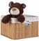 Relaxdays Aufbewahrungskorb, Stoffbezug, Bambus, rechteckig, Bad, Accessoires, Spielzeug, HxBxT: 20x31x31 cm, natur