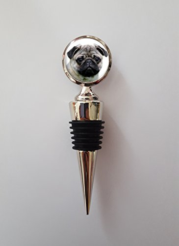 Pug Dog Polished Metal Wine Bottle Stopper Ideal Birthday Keepsake Gift N14
