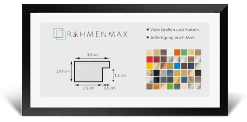 Morena MDF Rahmen für Bild 28x60cm Schwarz Matt mit Acrylglas | zum Aufhängen Hoch- und Querformat/Maßanfertigung möglich/Puzzle Rahmen/mit 1mm klarem Acrylglas