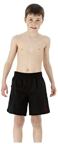 Speedo Boy's Solid Leisure Watershorts - Black, X-Small/15-Inch