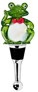 EDZARD Bouchon de Bouteille Grenouille pour Champagne, vin et vin Mousseux, Technique du Verre de Murano, Hauteur 11 cm, Fait à la Main