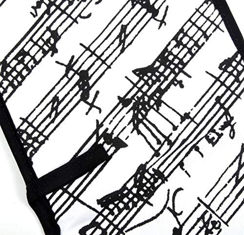 The Music Gifts Company Manuscript White & Black Double Oven Gloves