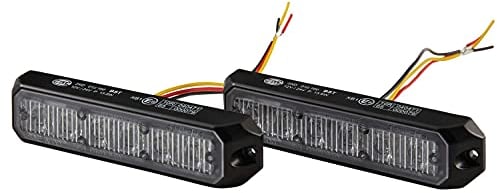 HELLA Frontblitzer Rundumleuchte - LED Warnleuchte - Blitzleuchte - blau - BST - 12V / 24V - Anbau/Schraubanschluss - Kabel: 150mm - Stecker: offene Kabelenden - Set - Menge: 2 - 2XD 012 160-801