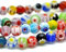 MILLEFIORI Lot de 48 perles rondes en verre 8 mm faites à la main Multicolore 1 fil de couleurs D7