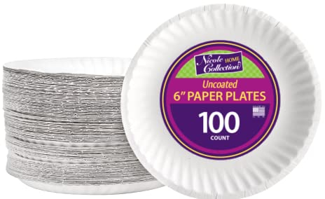Nicole Home Collection 01097 15,2 cm 100 Stück Pappteller, Papier, Weiss/opulenter Garten