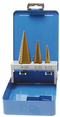 SW-Stahl 82415L Stufenbohrersatz, HSS-G TiN Beschichtet, 3-teilig | Konischer Schälbohrer Set für Karosserie & Blechbearbeitung, Kreuzanschliff, HSS Stahl, Schälbohrersatz für Metall