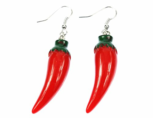 Miniblings Chili Ohrringe scharf Chilis Peperoni Paprika Kochen rot Salsa 4cm - Handmade Modeschmuck I Ohrhänger Ohrschmuck versilbert