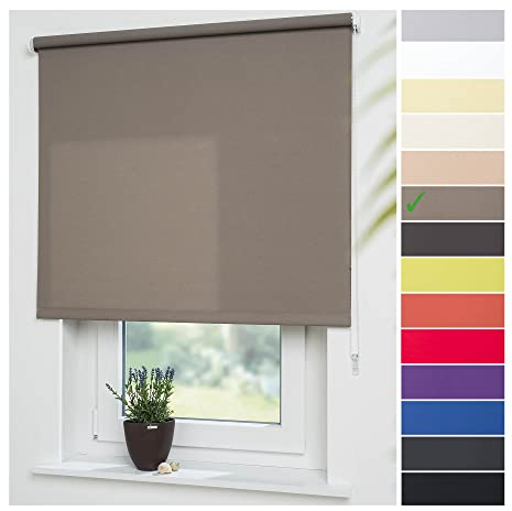 Liedeco® Rollo, Fenster Rollo, Kettenzug-Rollo / 062 x 180 cm (Breite x Höhe), Caffee/lichtdurchlässig, Blickdicht/viele Farben, Größen und Typen/Breiten 60-200 cm/Variable Montage möglich