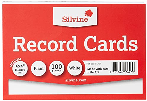 Silvine Karteikarten, 152 x 102 mm, einfarbig, 100 Stück, Farbe: Weiß