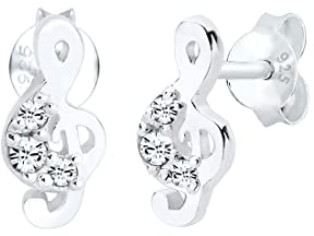 Elli Ohrringe Damen Ohrstecker Notenschlüssel Motiv Klassisch mit Kristalle aus 925 Sterling Silber